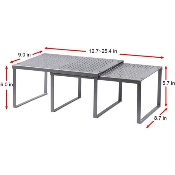 Kitchen Shelf Organizer, Stackable & Expandable, Dark Silver - Picture 3 of 6